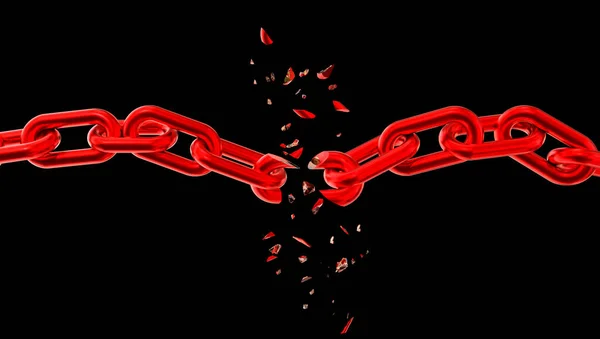 Chain Break Apart Red Black Background Isolated Feelings Rendering — 스톡 사진