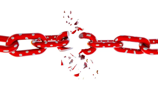 Red Chain Break Divorce Emotions Feelings Isolated Rendering — Stock Photo, Image