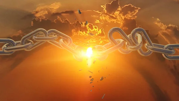  Kırık bir parça gökyüzü zincirinde gün batımı güneş özgürlüğü