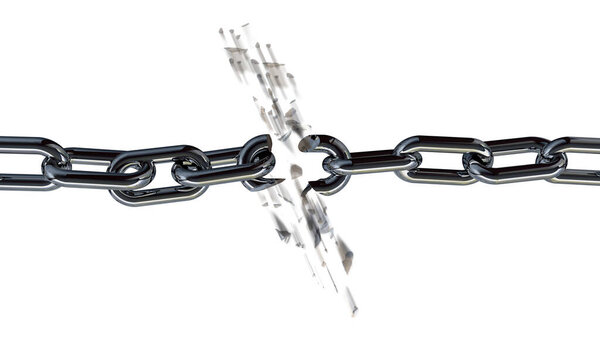 Взрыв цепи разрушение сломанного слабого давления выгорание напряжения - 3d рендеринг
