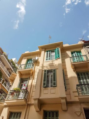 Selanik şehir Yunanistan 'ında ev pencereleri