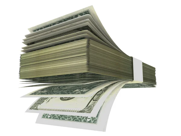 Dollars Front Fan Pile Rendering — Stock Photo, Image