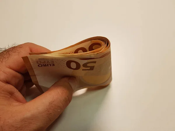 Dinero Euro Muchos Bolsillo Mano Comercio Transacción Fondo —  Fotos de Stock