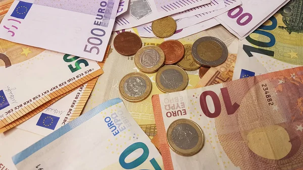 Euro Prodej Peněžním Trhu Pozadí 500 200 100 Pozadí — Stock fotografie