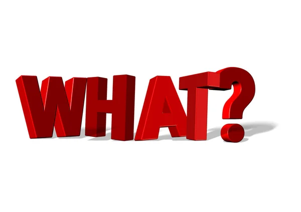 Beyaz arkaplanda hangi sözcük metin ve soru işareti kırmızı 3D harfler - 3d oluşturma