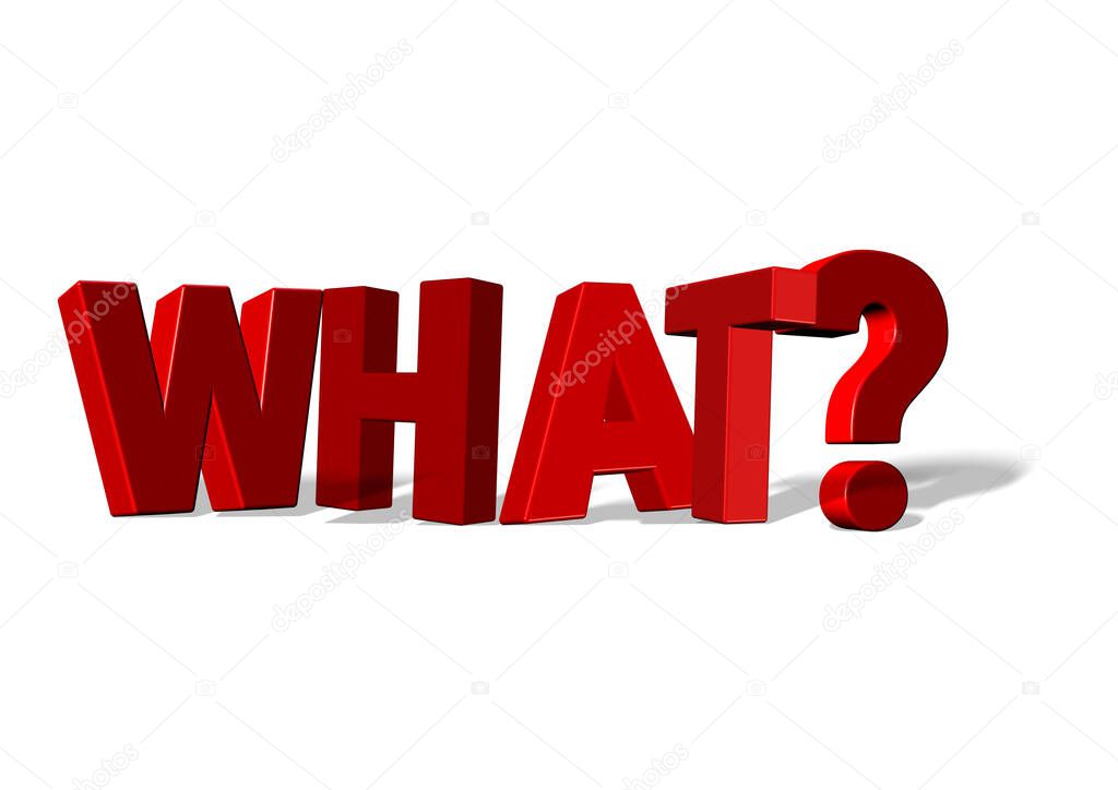 what word text and question mark red text 3d letters in white background   - 3d rendering