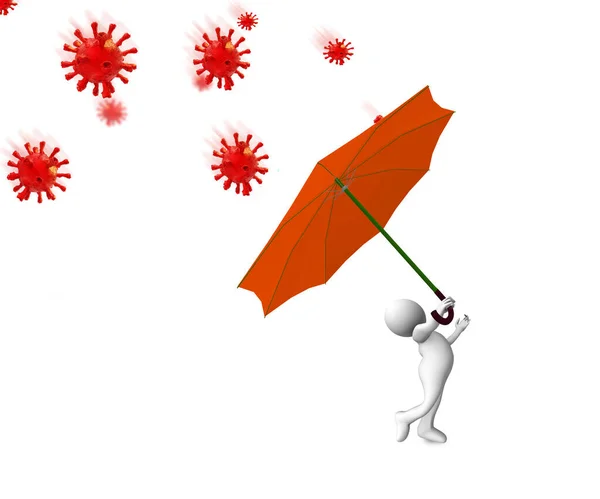 Umbrella Man Character Protection Virus Bacteria Coronavirus Covid 2019 Ncov — Stock Photo, Image