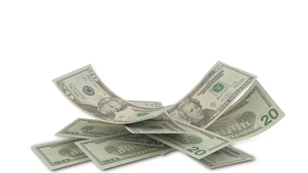 Dólares Billetes Veinte Nosotros Dinero Aislado Para Ahorro Fondo Renderizado — Foto de Stock