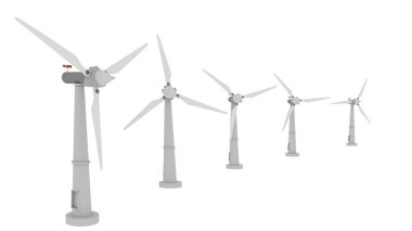 Rüzgâr jeneratörleri arka plan için izole edilmiş - 3D görüntüleme
