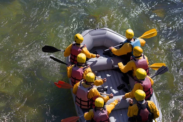 Rafting Boat Colori Sport Estremi Persone Che Vogano Nel Fiume — Foto Stock