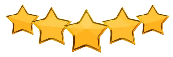 Arkaplan için izole edilmiş beş altın yıldız - 3 boyutlu görüntüleme