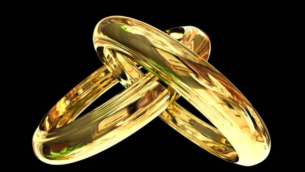 Anillos Matrimonio Par Oro Fondo Blcak Representación —  Fotos de Stock