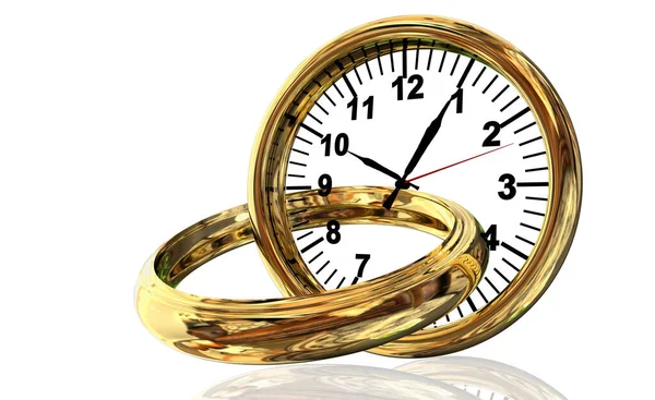 Altından Pari Saati Çalar Evlilik Zamanı Zaman Aralığı Metnin Için — Stok fotoğraf