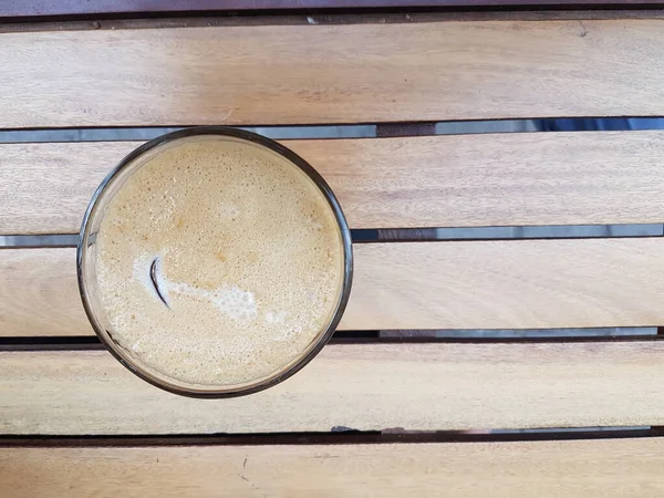 Café Fredo Capuchino Bebida Sobre Fondo Mesa Madera — Foto de Stock