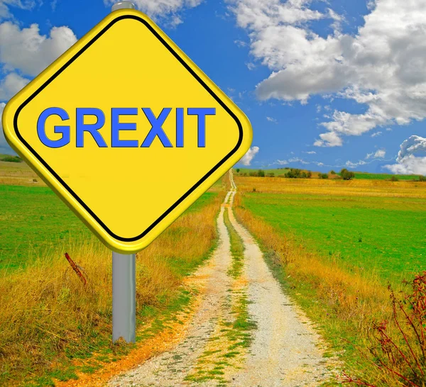 Panneau Signalisation Coloré Avec Texte Grexit — Photo