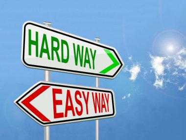 Metni sert, kolay yolu olan renkli yol işareti