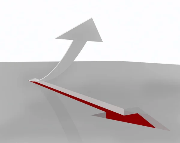 Stocks money market financial red arrow in white background, 3d rendering