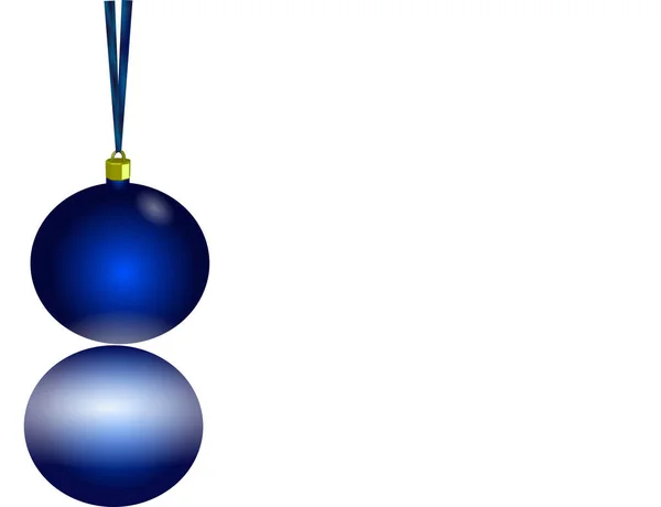蓝色圣诞球 在白色背景上反射孤立 — 图库照片