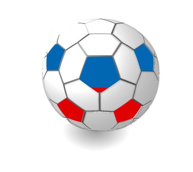 Rusya bayrağıyla futbol topunun 3D çizimi
