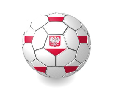 Polonya bayrağıyla futbol topunun 3D çizimi