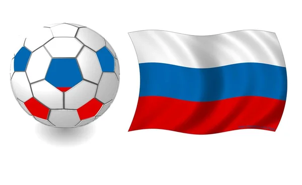 Illustratie Van Voetbal Met Vlag Van Rusland — Stockfoto