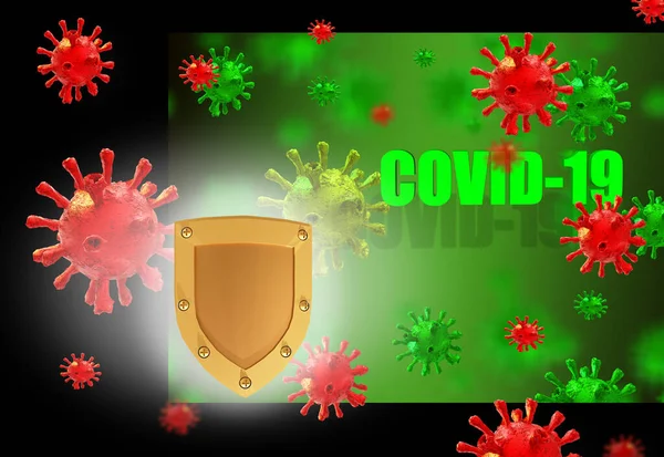 Covid Tło Docelowego Roztworu Szczepionki Koronawirusowej Renderowanie — Zdjęcie stockowe