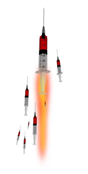 ワクチン接種ミサイルSputnik Coronavirus Covid 19ウイルス 3Dレンダリング — ストック写真