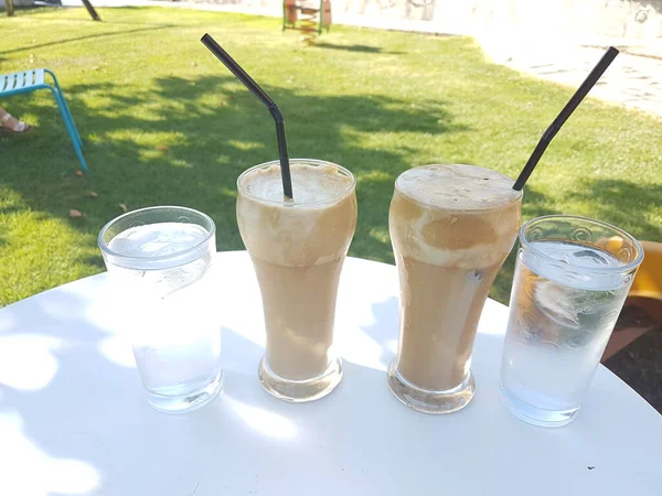 Café Frío Llamado Frape Temporada Verano Griega Patio — Foto de Stock