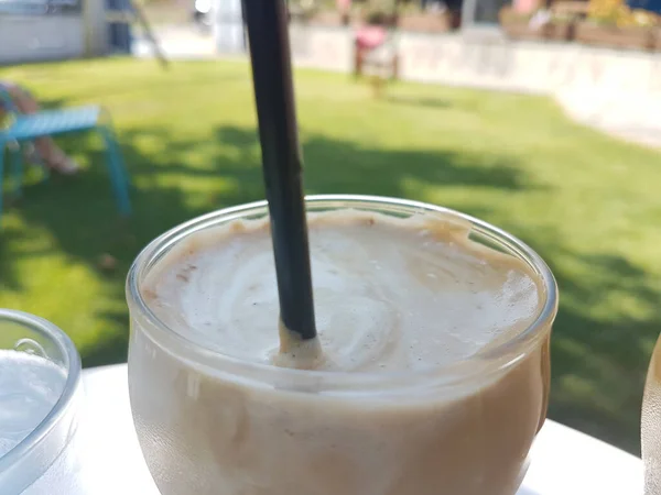 Café Frío Llamado Frape Temporada Verano Griega Patio — Foto de Stock