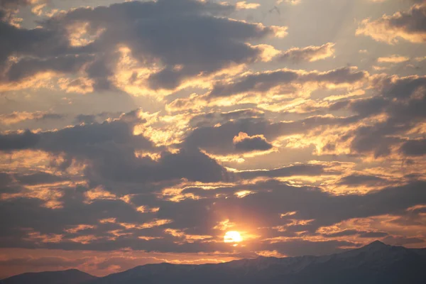 Nuages Ciel Coucher Soleil Lever Soleil Dans Les Couleurs Automne — Photo