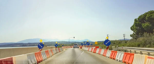 Les Signaux Trafic Routier Fonctionne Avance Tourne Aktio Grèce — Photo