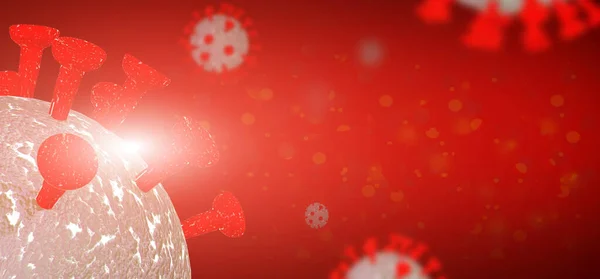 covid-19 koronavirüs arkaplan kırmızı ışık alanı - 3d oluşturma