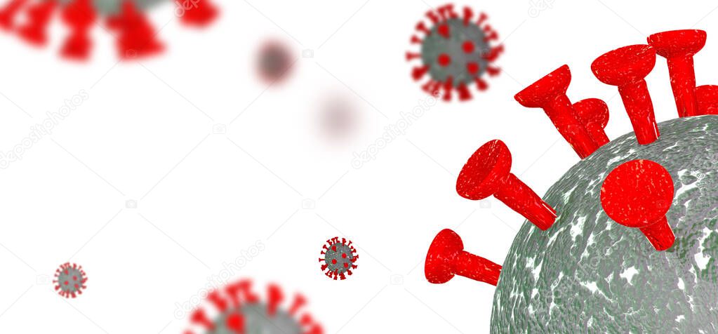 covid-19 coronavirus white background  horizontal- 3d rendering