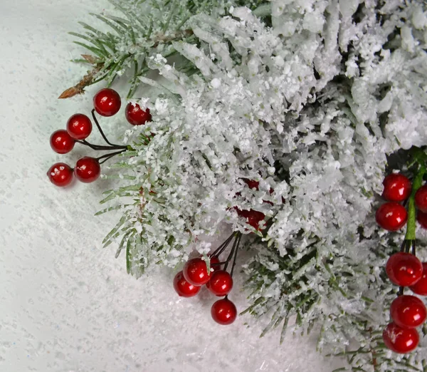 Weihnachten Hintergrund Schneebälle Tannen Kerzen Sterne Platz Für Sie Text — Stockfoto