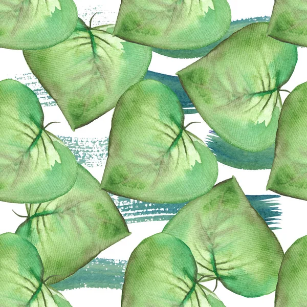 Foglie verdi di petunia acquerello modello senza soluzione di continuità — Foto Stock