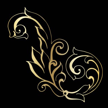 Vektör el boyalı Vintage Barok süsleme seti. Retro desen antika tarzı Acanthus