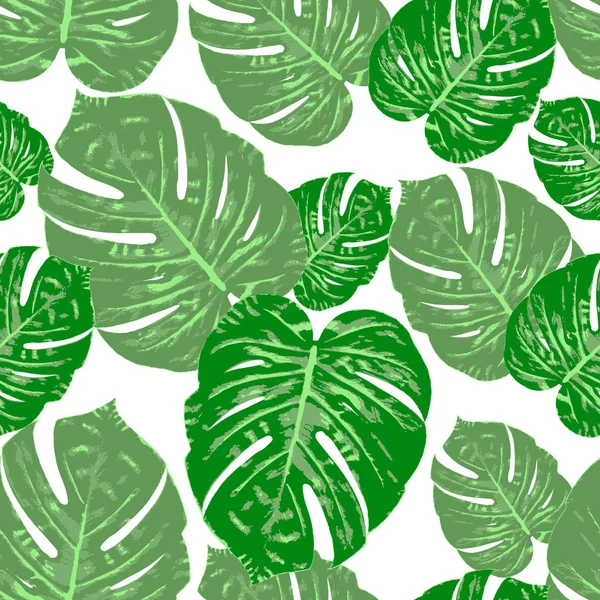 Monstera tropical leaf vector illustration. Estampado verano — Vector de stock