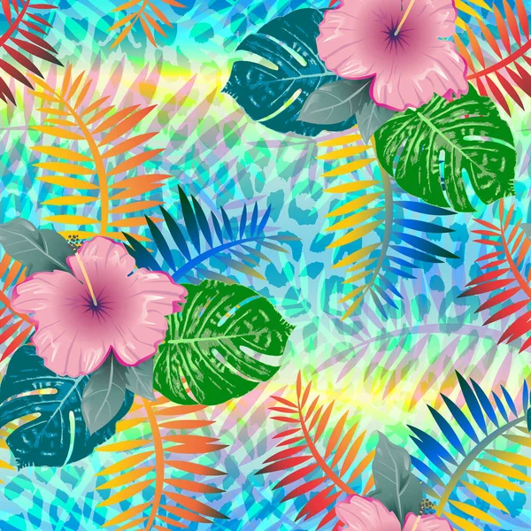 Été tropical motif sans couture. Feuilles de Monstera — Image vectorielle