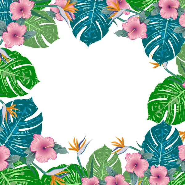 Trópusi nyári szórólap banner Keret design Másolás hely — Stock Vector