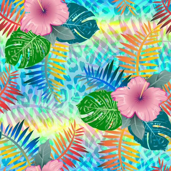 Été tropical motif sans couture. Feuilles de Monstera — Image vectorielle