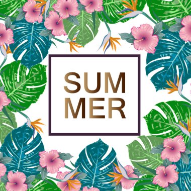 Tropik yaz broşürü çerçeve tasarımı Boşluğu kopyala