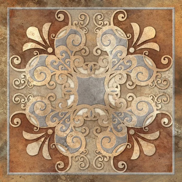 Digital tile design ceramic wall damask decoration — Stock Photo, Image