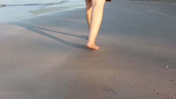 Γυναικεία Πόδια Αμμώδη Παραλία — Αρχείο Βίντεο