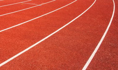 kırmızı atletik parça yolu, stadyum