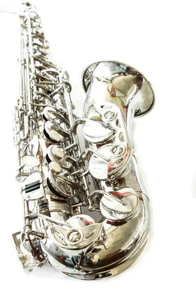 Saxophone Musical Studio Sur Fond Blanc — Photo