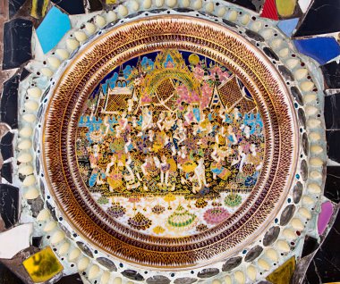 Phetchabun, Tayland - 31 Ekim 2014: Tapınağı duvar wi dekore edilmiş