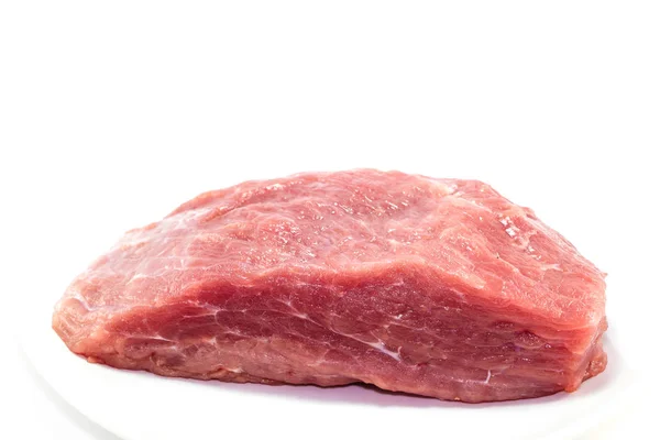 Carne Cortada Isolada Branco — Fotografia de Stock