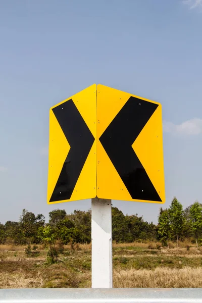 Road Signs Warn Drivers Ahead Dangerous Curve — Stock Photo, Image