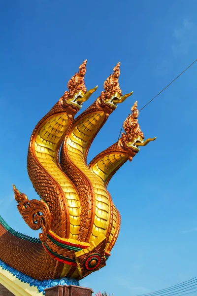 Religião Arte Estátua Naga Tailândia Templo Budista — Fotografia de Stock