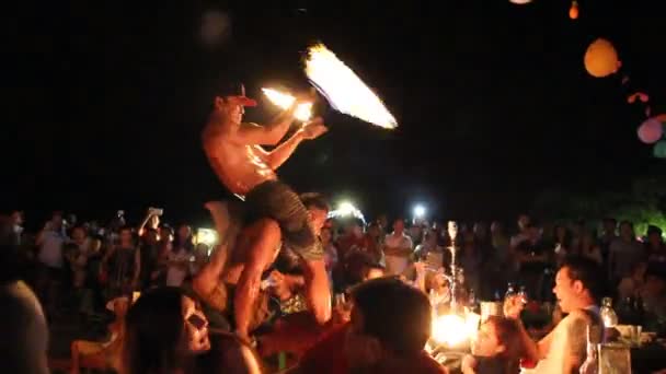 Geweldige Show Van Brand Nacht Samet Island Thailand — Stockvideo